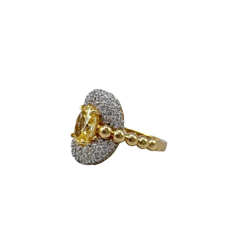 Elegant Oval Yellow Zircon Beads Adjustable Finger Rings For Women Niche Fashion New Jewelry Gift Party anillos mujer