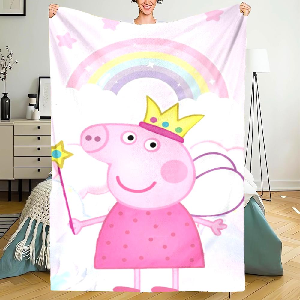 Peppa Pig Theme Printed Blanket - Perfect for Couch, Bed, Travel & Outdoor Use | Machine Washable, Cozy & Durable.
