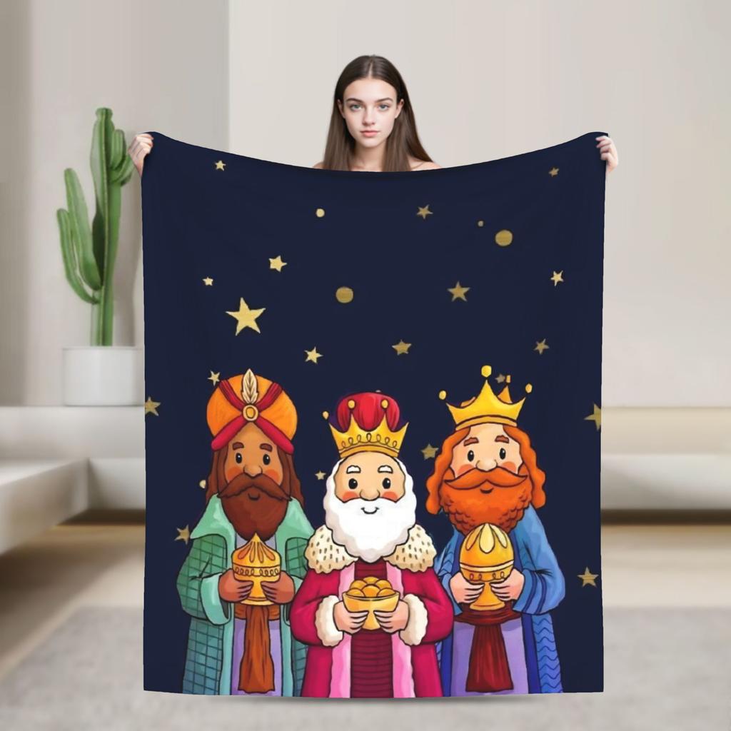 Día de los Reyes Magos Throw Blanket for Couch  Fuzzy Soft Plush Blanket 50x60 Inches Multi-size Bedspread for All Seasons