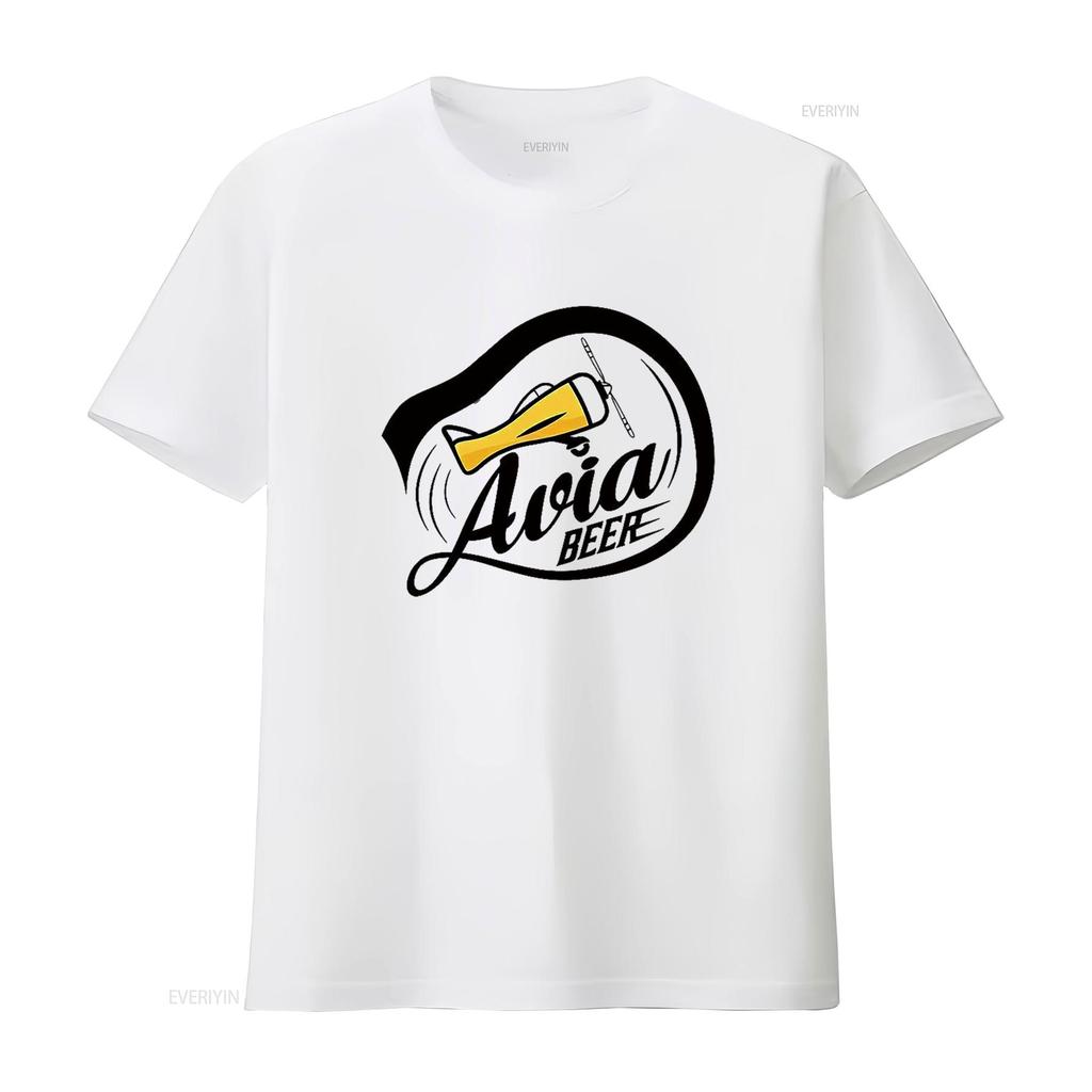 Mens AVIA BEER Vintage T Shirt White vintage Washed Stylish fashion designer clothes Versatile Slightly homme Unisex Soft