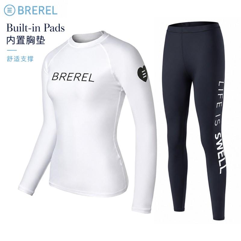Womens Long Sleeve UPF 50 Rash Guard Swimsuit With Chest Pad Snorkeling Surfing Jellyfish Protection