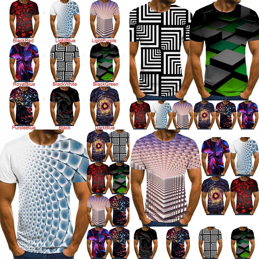 Men 3d Vortex Psychedelic Printed T-shirts Soft Breathable Short Sleeve Tee Tops