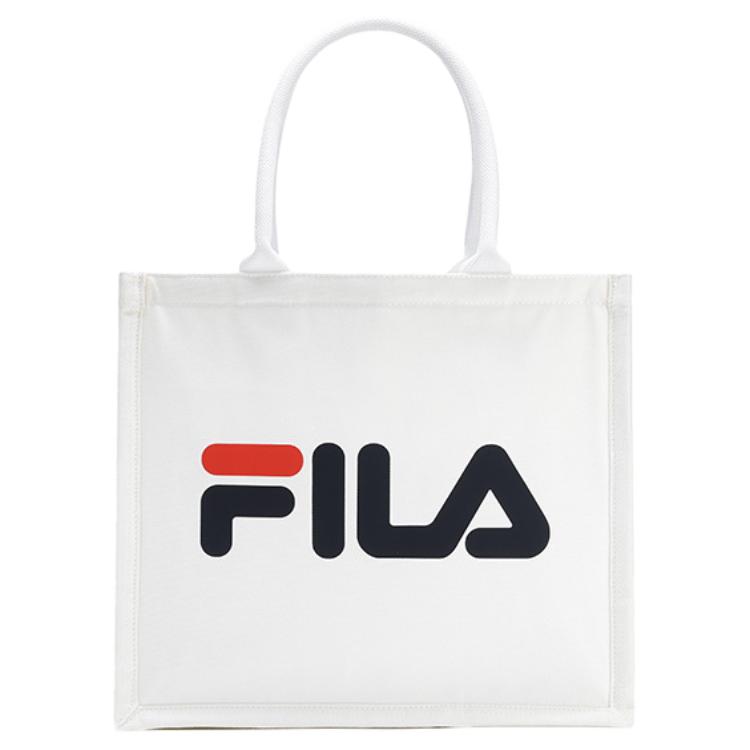 FILA Classic Letter Logo Tote Bag Unisex Tote Bags White U2D250778 White