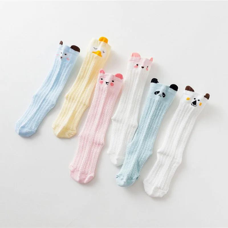 Cartoon Animal Baby Calf Socks Summer Breathable Mesh Cotton Infant Boys Girls Knee High Socks Cute Soft Elastic Toddler Long Socks