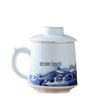Handmade Blue and White Ceramic Office Mug with Filter - Large Capacity Tea Cup