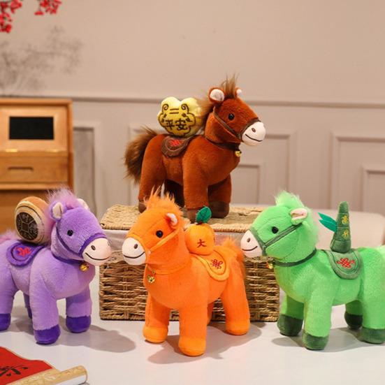 Poupée Cheval Jouet en Peluche Décoration Nouvel An Chinois 2026 Cheval Porte-Bonheur Ornement Zodiaque pour Décoration de Fête à la Maison