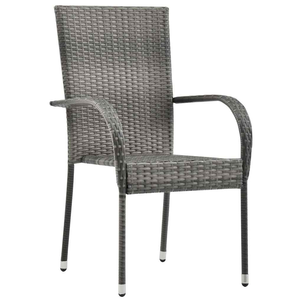 7 Piece Outdoor Dining Set Grey Poly Rattan