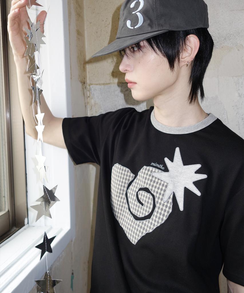 Mimdeowodeulobeu Snail Heart Patch T-Shirt_Black