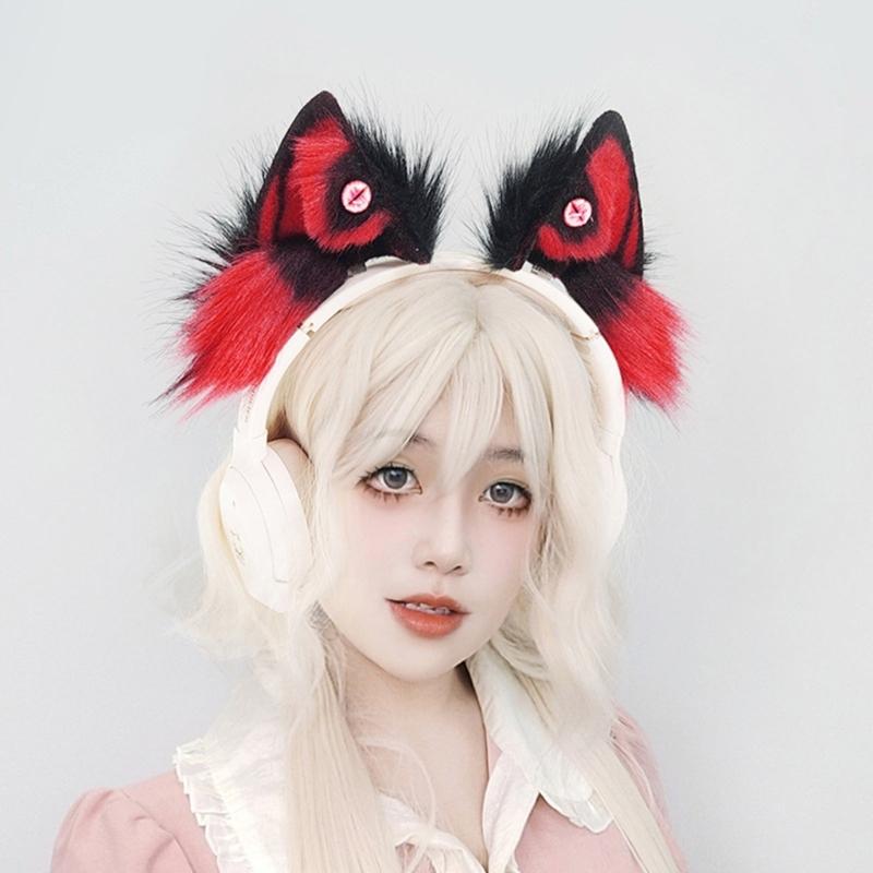 Wolf Ear Hairband Soft Plush Hair Styling Accessory For Kids Adult Halloween Parties Animal Theme Cosplay Hairhoop