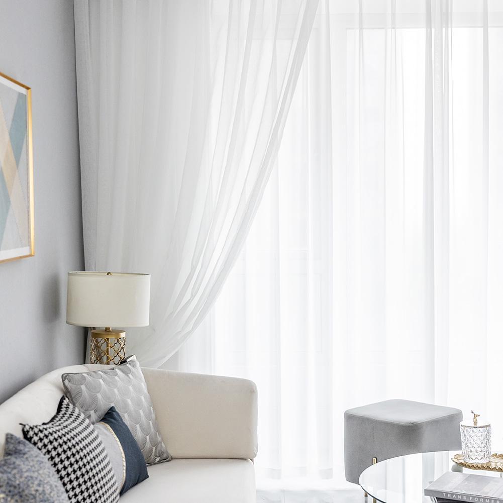1PC NAPEARL Simple Elegant Tulle Sheer Curtain Solid Color Window Screening for Living Room Bedroom Home Decor
