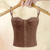 Slim Fit Lace Corset Sleeveless Suspender Vest Spicy Girl Style Crop Tops  Travel
