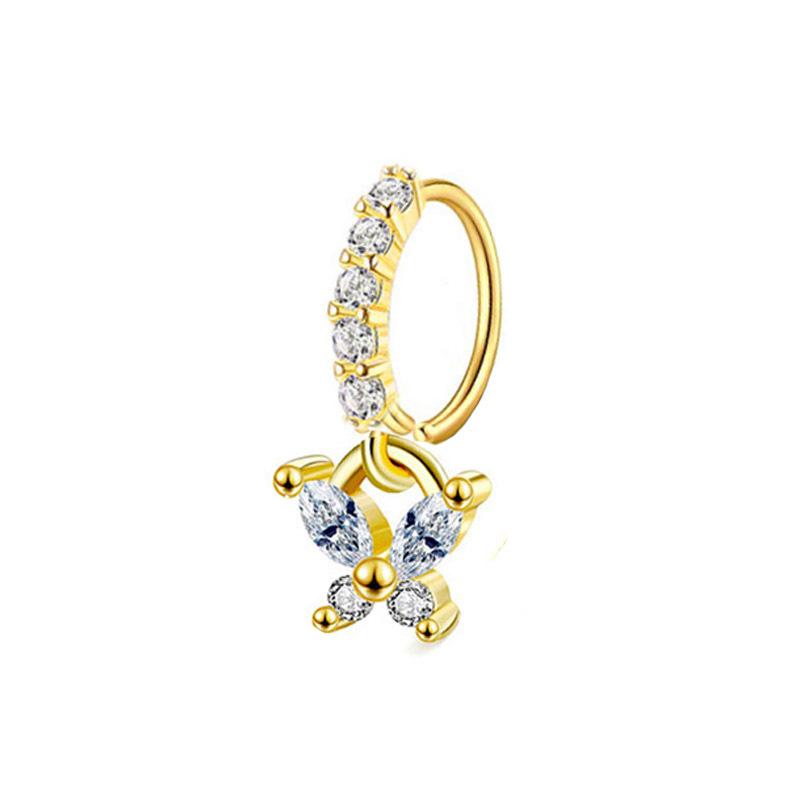 1pcs New Popular European and American Nose Ornaments 20g Butterfly Flower Simple Nose Ring Snake-shaped Zircon Pendant Earrings Nose Studs