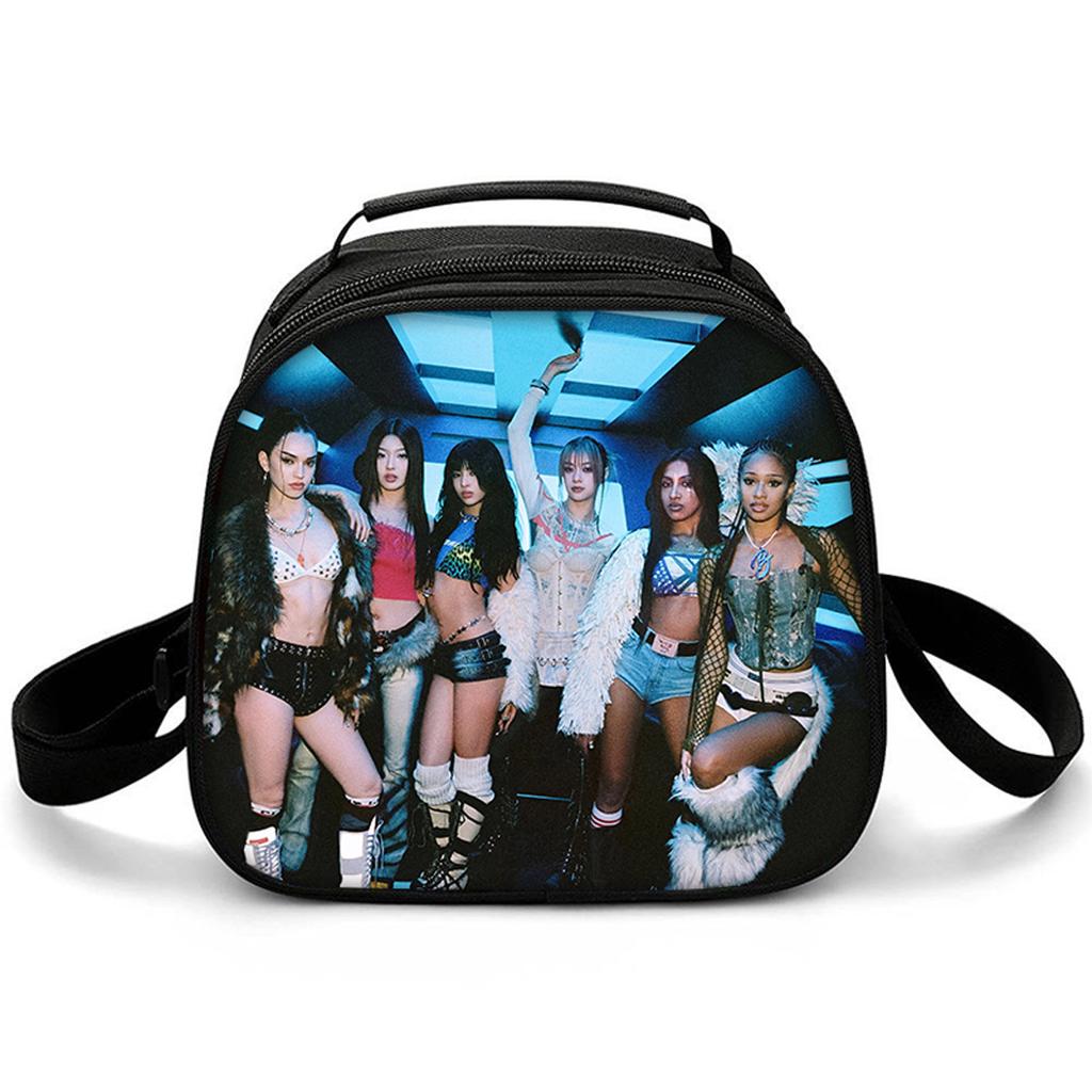 Trendy Crossbody Kpop Katseye Semicircle Lunchbox Thermal Insulation Food Lunch Bag 3D Printed Insulated Handbags Ice Bags