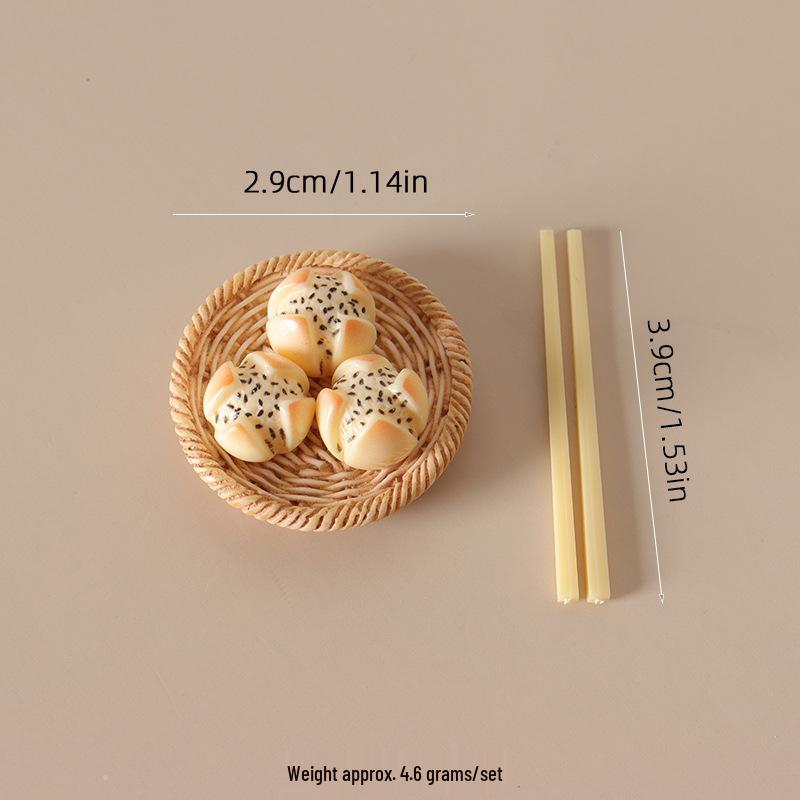 Miniature Dollhouse Accessories: Realistic Bread & Chopstick Set