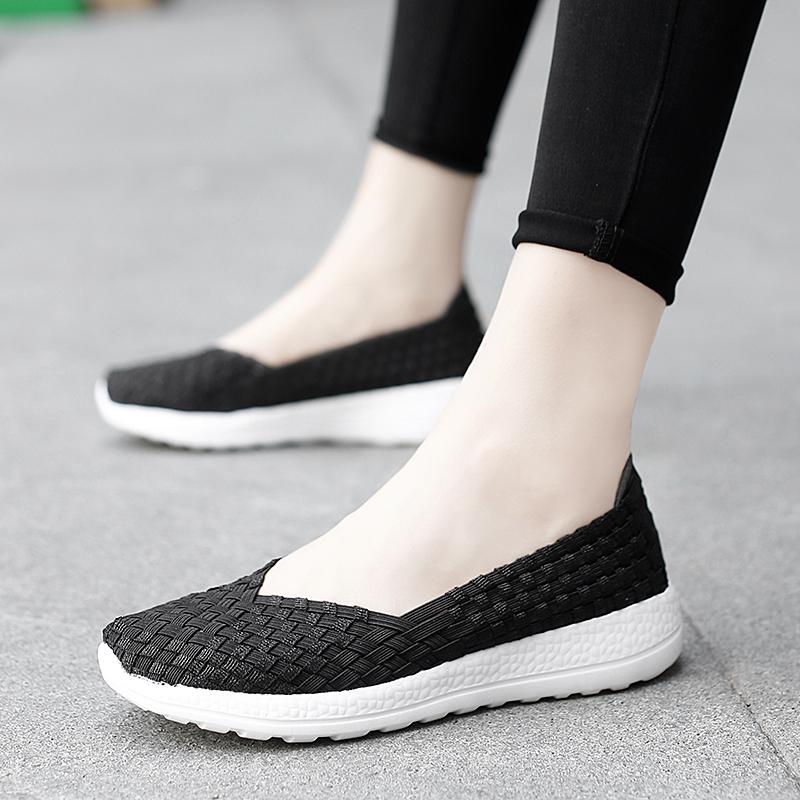 Mocassini Estivi Rosa Scarpe da Passeggio sulla Spiaggia Donna Multicolore Intreccio Casual Morbidi Slip-on Mocassini Piatti Intrecciati Scarpe da Ginnastica Taglie Forti