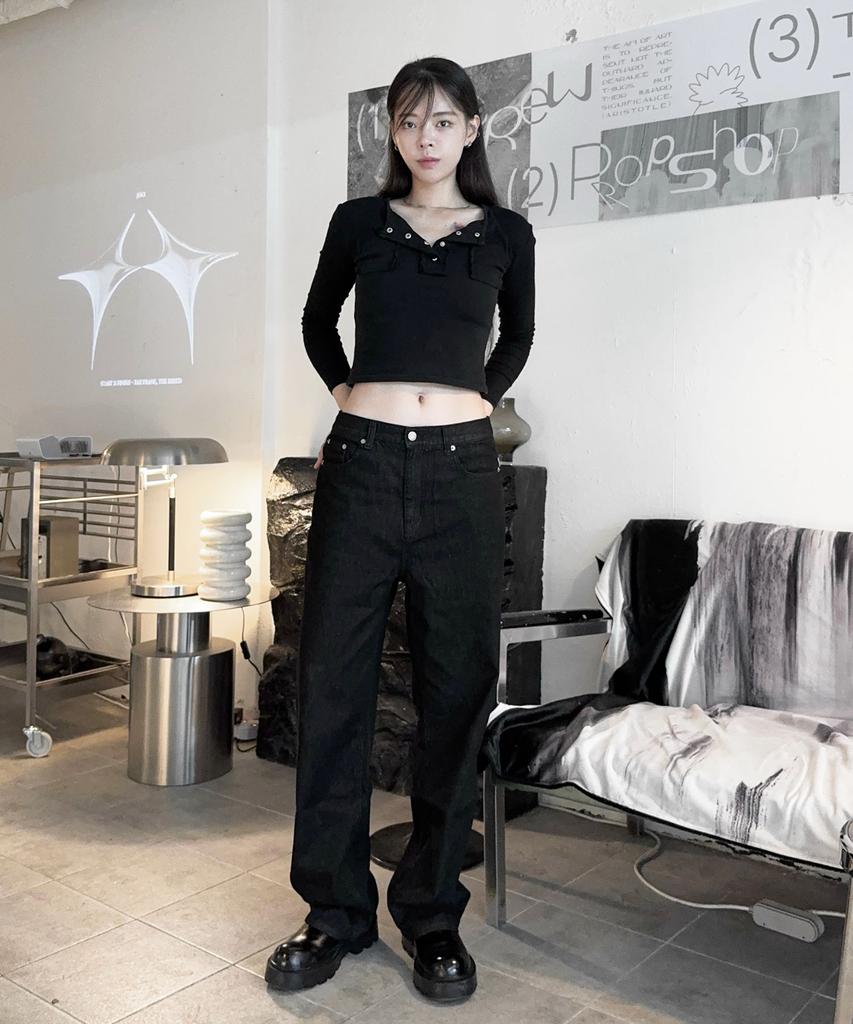 BLOND9 Summer Wide Denim Pants_Black