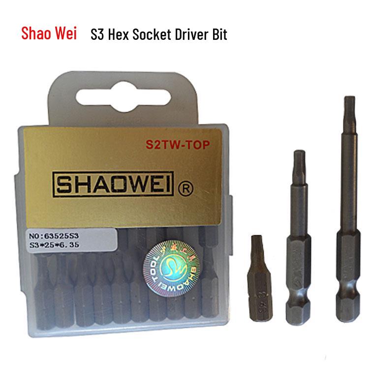 Shao Wei Magnetic Inner Hexagon Screwdriver Bit Set S1.5-S3