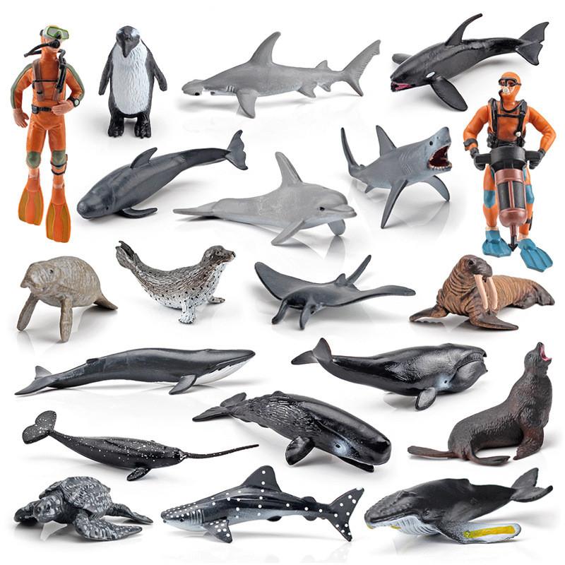 Realistic Pvc Orca Devil Fish Sea Lion Penguin Dolphin Ocean Animal Diver Model Set