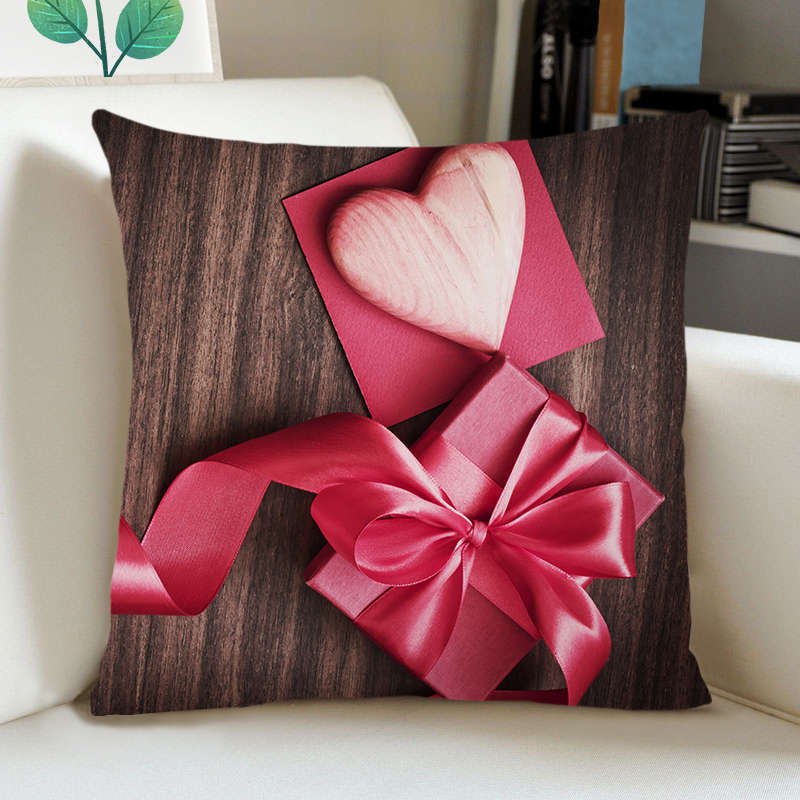 Greeting Card European Bow Gift Peach Skin Valentine's Day Pillow Case Pillow Car Sofa Cushion Cushion