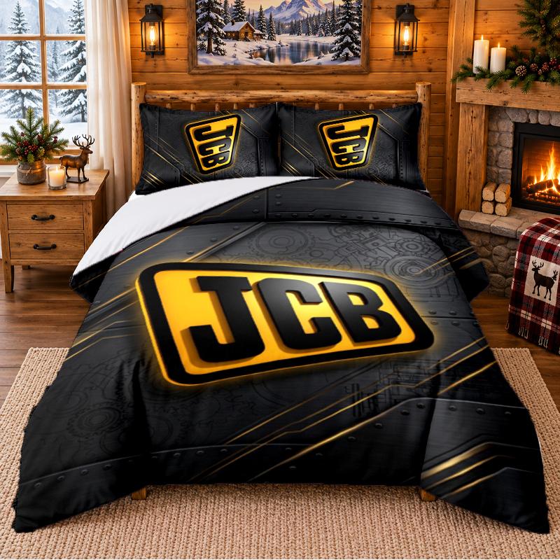 Printed 3Pcs Bedding Set JCB Pattern Bed Sheet Pillowcase For Bedroom Decor