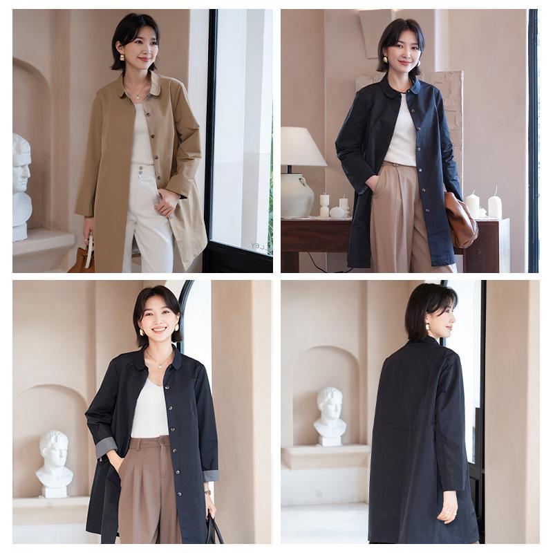 YUN Damen Midilanger Trenchcoat - Lockere Passform, Revers, Einreihig, Lässiger vielseitiger Stil für Frühling und Herbst