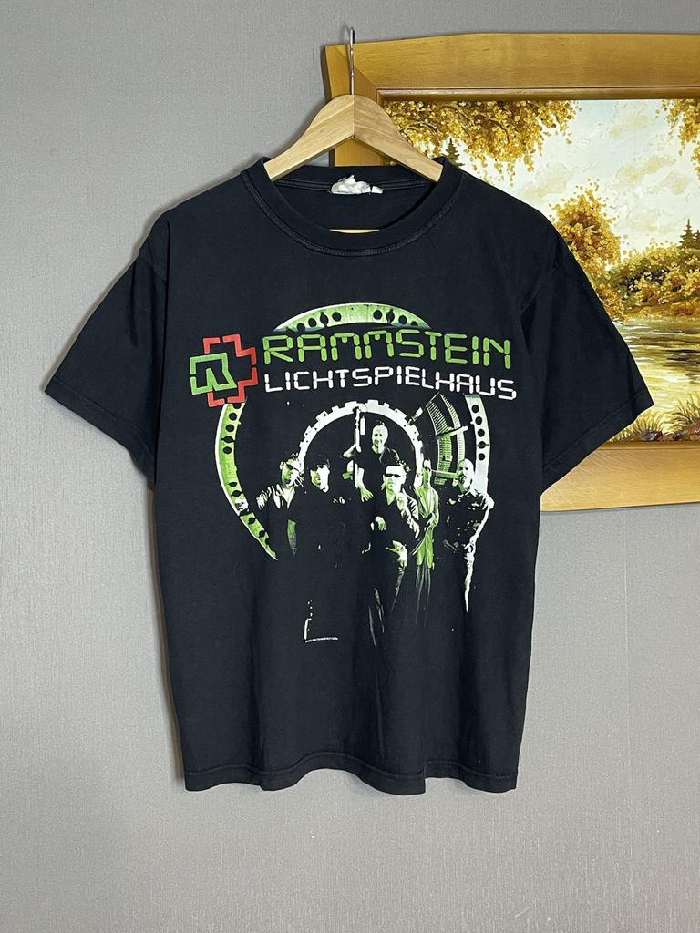 Rare Vintage 2004 Rammstein Lichtspielhaus Graphic T-shirt Black Cropped Size L Unisex T-Shirt