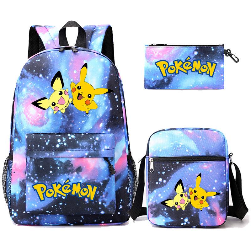 Backpack Teen Student School Bag Three-piece Pencil Case Crossbody Bag