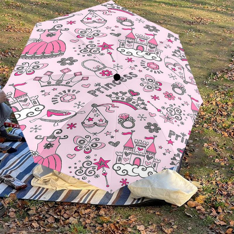 1PC Princess Prince Umbrella-8-Rib Reinforced Portable Folding Travel Suitable for All Seasons Outdoor Daily Use -J0351