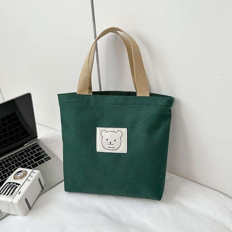 Маленькая холщовая женская сумка-тоут для продуктов, японский медведь, ручная сумка для ланча, корейская холщовая сумка, сумки, хлопковая ткань, для пикника, путешествий, бенто