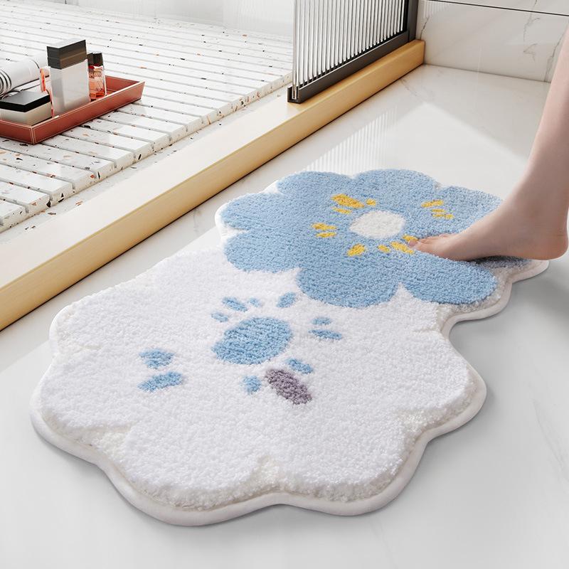 Vstupní rohožka ve tvaru kreslené postavičky, imitace kašmíru, domácí, koupelnová a kuchyňská absorpční, snadná údržba, protiskluzová podlahová rohožka