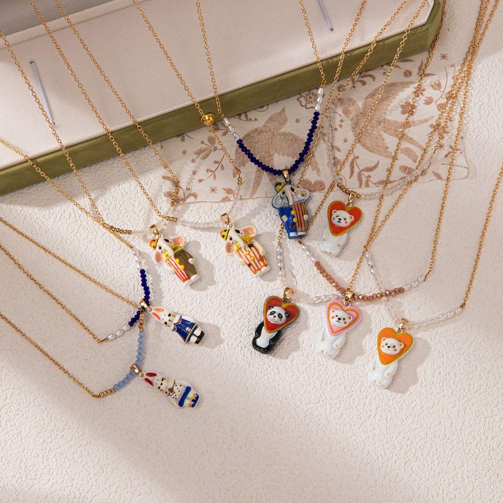 Cute Cartoon Animal Necklace With Enamel Coating For Men And Women Fashion Accessory