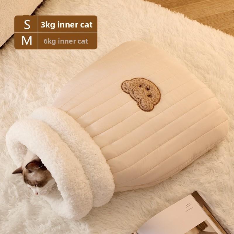 Winter Cat Bed - Closed-style Imitation Down Pocket Cat Bed - Fall and Winter Model - Cat Sleeping Bag - Nest - Warm Dog House - Pet Accessory