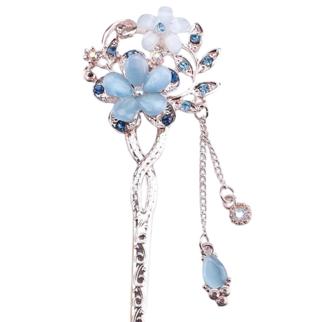 Eleganter silberfarbener Haarnadel mit Kristallfiligran Buyao für Frauen Mädchen Buyao für traditionellen Kopfschmuck Haarschmuck