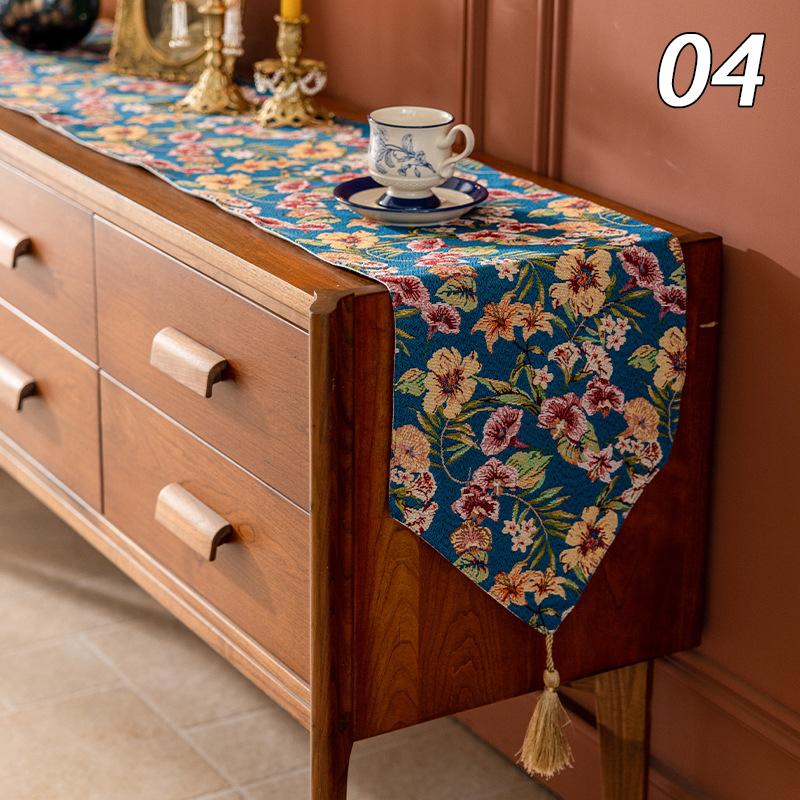 French Style High-grade Fabric Tassel Table Runners Living Room Coffee Table Decor Tea Table Flag TV Cabinet Tea Seat Tablecloth