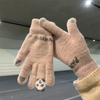 Riding Gloves Touch Screen Five Fingers Cute Warm Thickened Cold Knitted Wool Cotton Gloves Fall And Winter Female