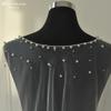 Pearl Beaded Tulle Cape for Bride, Sheer Wedding Shrug Cover Up, Bridal Shoulder Cape for Wedding Dress