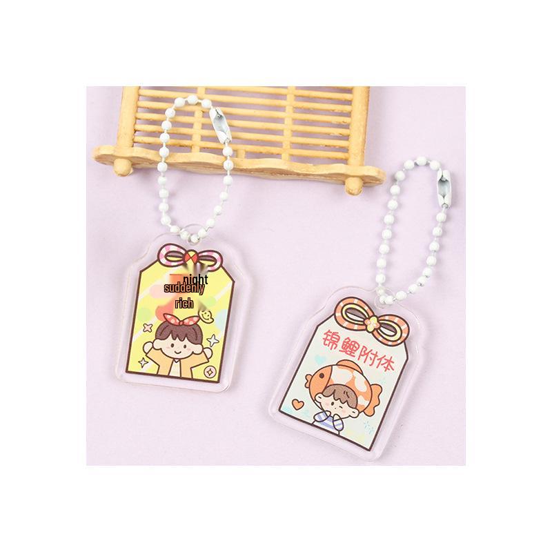 Korean Style Cartoon Drink Bottle Acrylic Keychain - Fun Pendant for Students