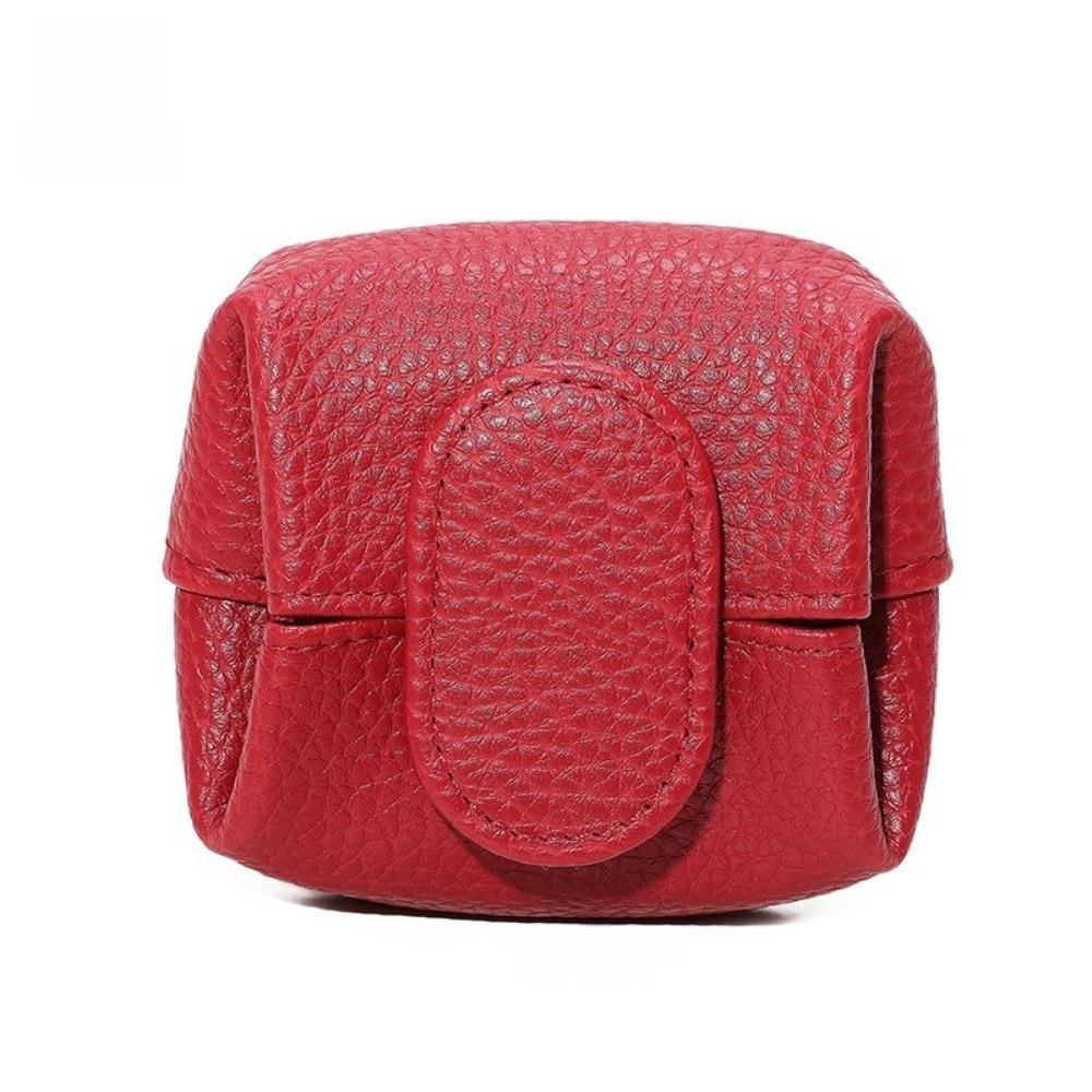

Solid Color Lychee Pattern Coin Purse Soft Short Small Wallet Fashion Earphone Storage Bag Travel красный