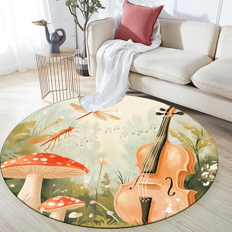 Vintage Dragonfly,Round Area Rug,Carpet Rug for Living Room Bedroom Sofa Playroom Decor,Non-slip Floor Mat