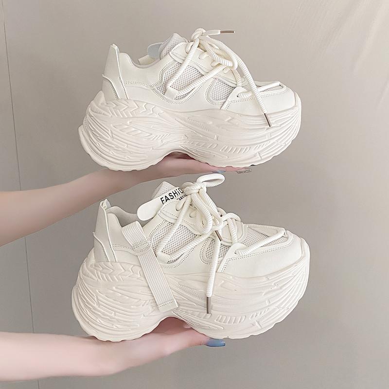 Aphixta Platform Sneaker Boots Height Increasing Lace Up Autumn Winter Women Shoes Thick Botton Sole Boots Mesh Casual Shoes