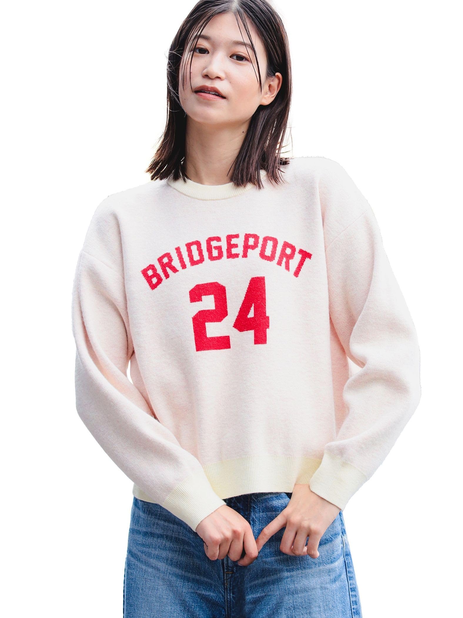 

Life Store by Knit Logo Жаккардовый трикотаж IVORY FREE [Beaming BEAMS] L/S для женщин