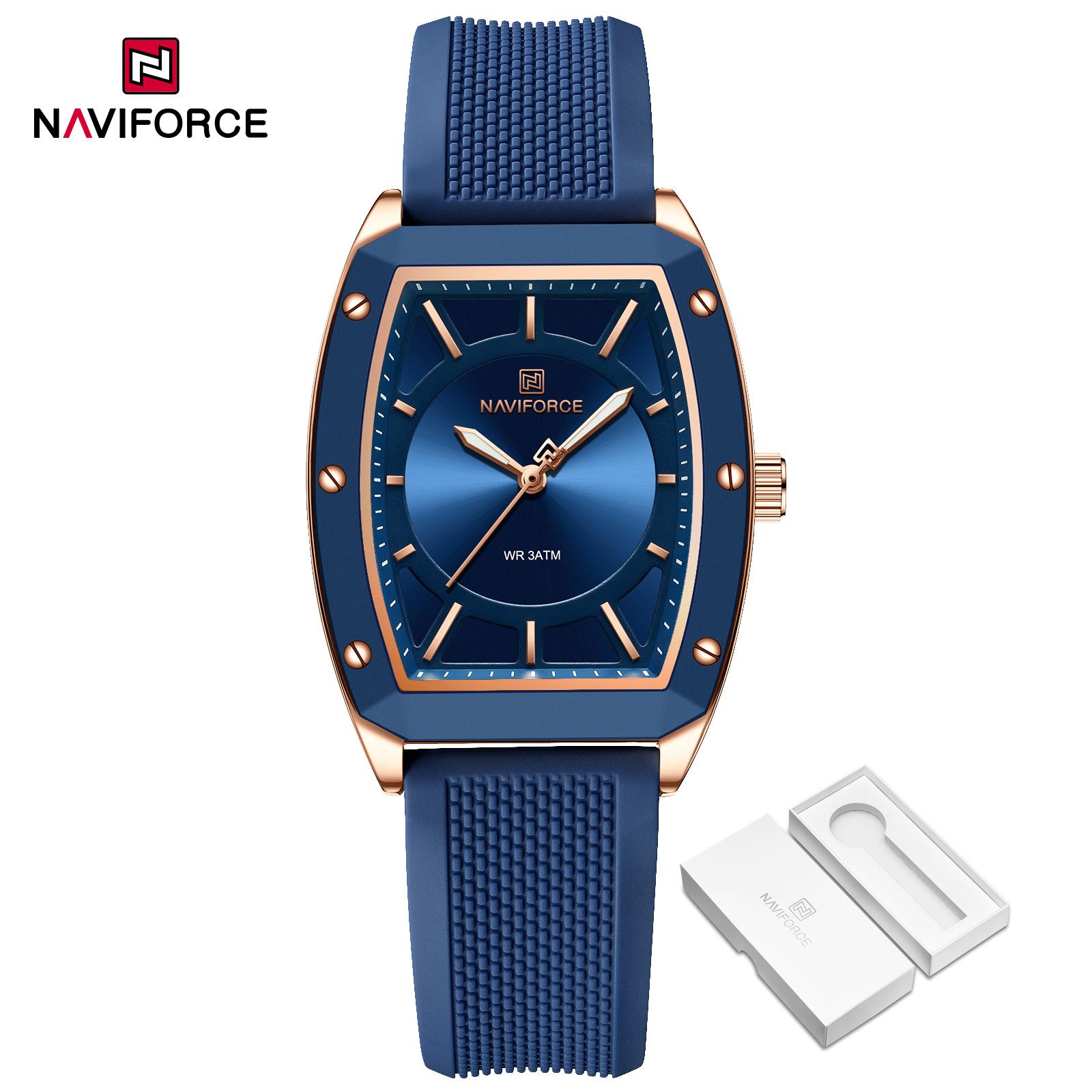 

Naviforce Женские квадратные элегантные водонепроницаемые светящиеся часы Кварцевые импортные Женские наручные часы Подарки на День святого Валентина NF5049 синий