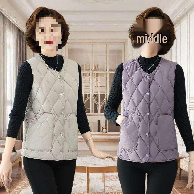Stylish Plus Size Sleeveless Cardigan—Warm & Lightweight for Middle-Aged & Elderly, Fall/Winter Wear