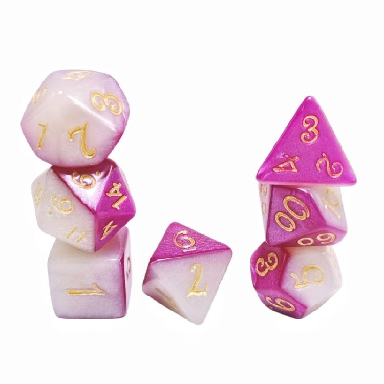 7Pcs Multi-Sided Acrylic Dices Polyhedral Dices Double Color Tabletop Game Dices