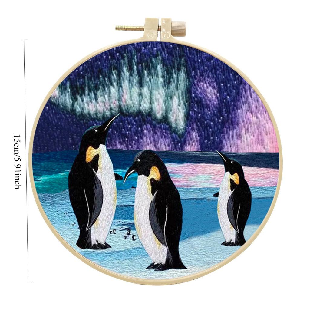 1 PC Landscape Oil Painting Pattern Embroidery DIY Fabric Craft Set with Tools