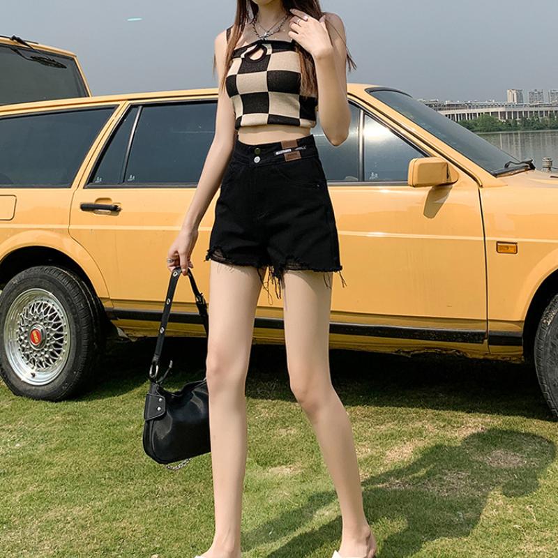 American Simple Denim Shorts for Women Summer Fashion High Waist Slim Wide Legs Loose Casual A-line Dancing Cycling Shorts Y2K