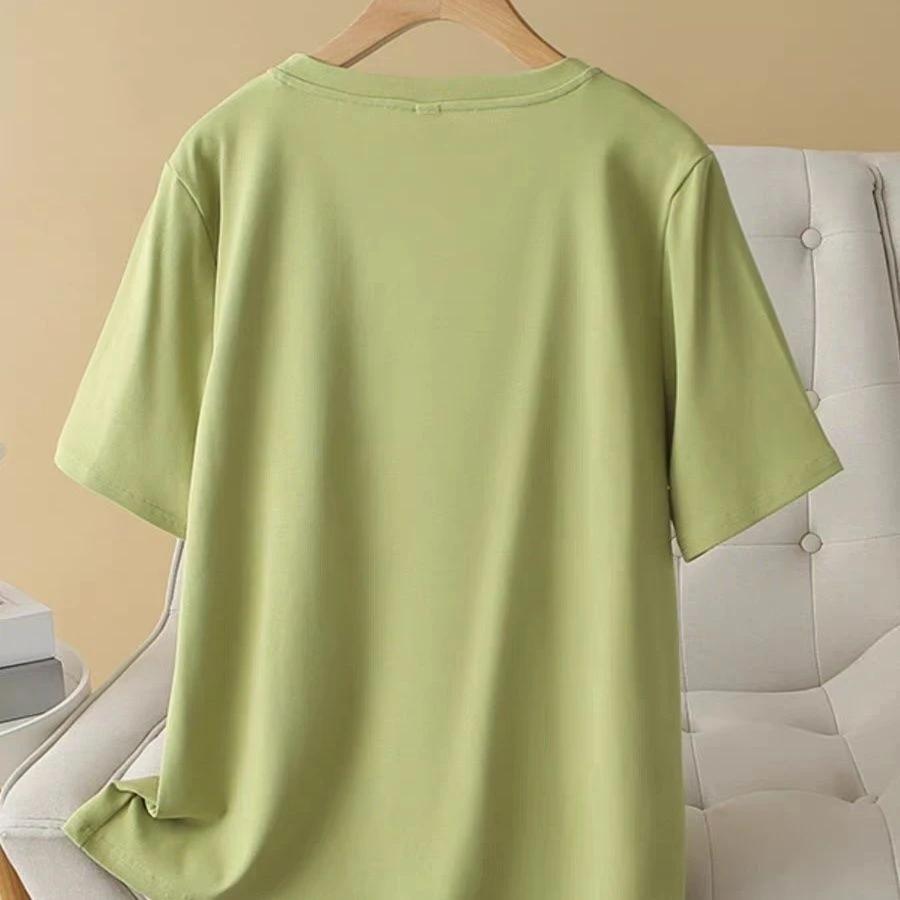 T-Shirt Damen Sommer Lässig Große Größe Locker Rundhalsausschnitt Pullover Kurzärmelige Oberteile
