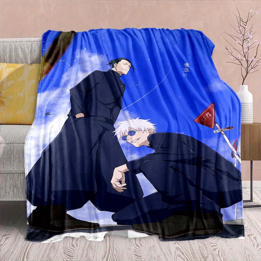 Jujutsu Kaisen Anime Flanelldecke - Weich Warm Perfekt für Sofa, Bettwäsche Camping Reise Büro Heimdekoration -QJY