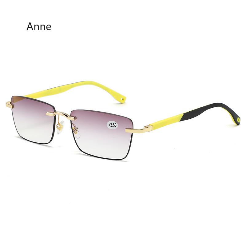 Frameless Elastic Hinge Reading Glasses Men Business Square Hyperopia Eyewear Trendy Non Slip Legs Sun Presbyopia Glasses Gafas