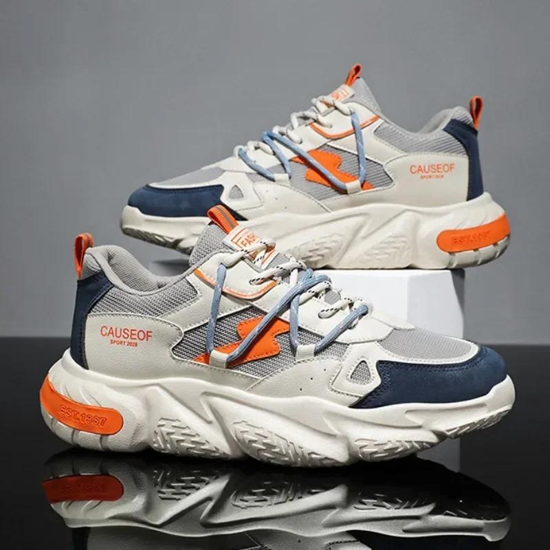 Korean New Men'S Casual Sneakers Lightweight Breathable Thickness Running Shoes Tennis Training Shoe Versatile Zapatillas